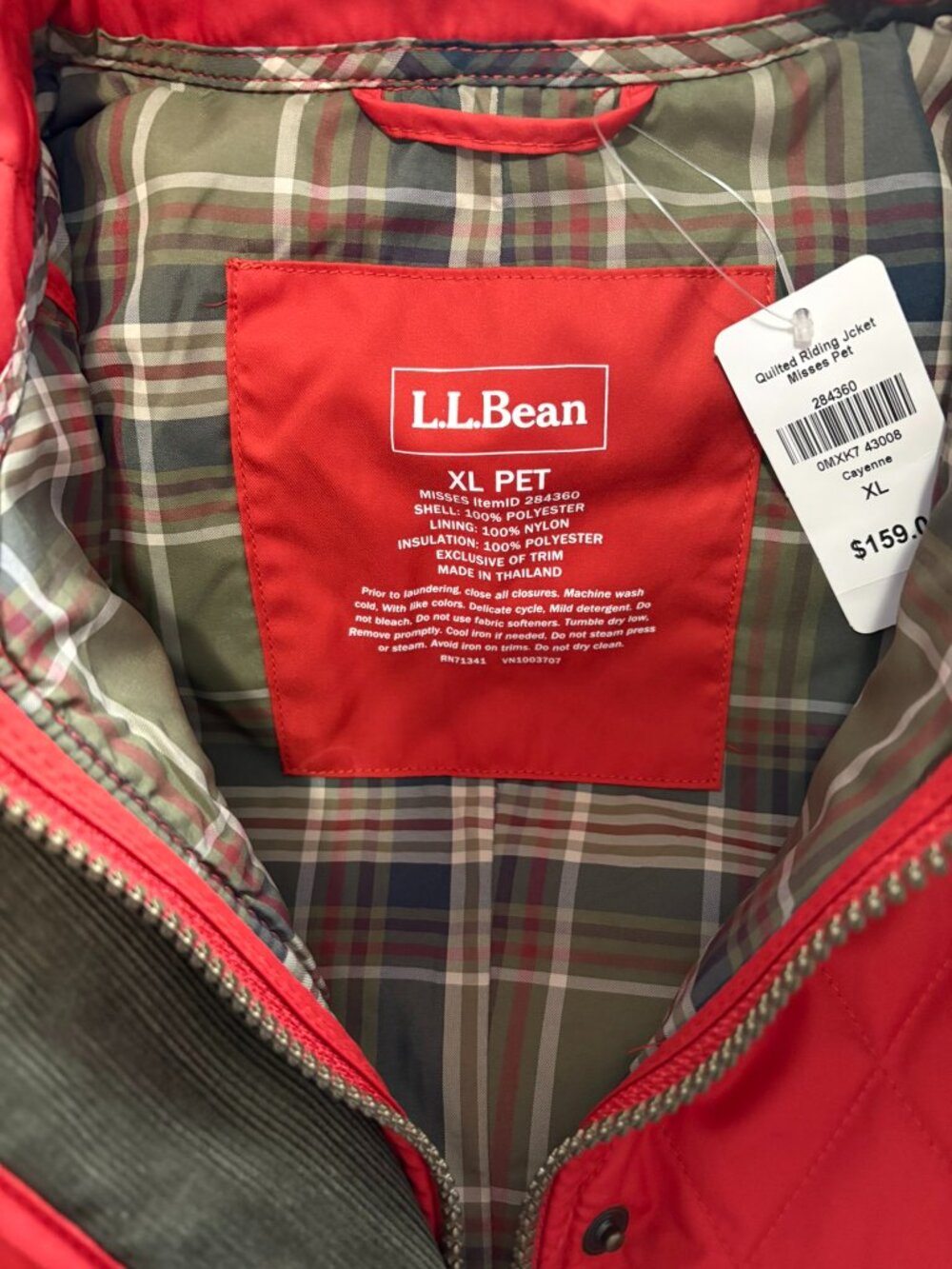 LL Bean Cayenne Quilted Zip/Snap Jacket -- NWT - Picture 4 of 4